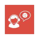 Icône clarospeak, personne avec un casque audio et une bulle parlante avec le logo de chrome à l'intérieur.