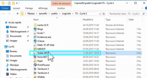 Capture d'écran répertoire où trouver les outils API.