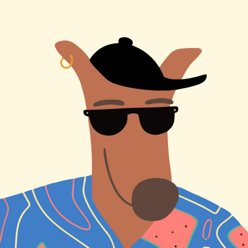 icone vokapi, dessin animal avec casquette et lunettes noires.